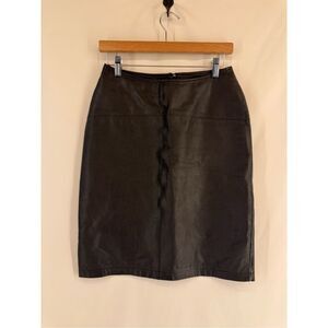 Vintage Limited Express Women's Black Leather Moto midi Skirt Size 7